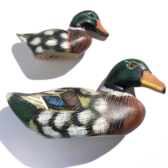 Pacific Rim Carvers Set 2 Miniature Ducks Mallard Mother and Duckling handmade - Picture 7 of 16